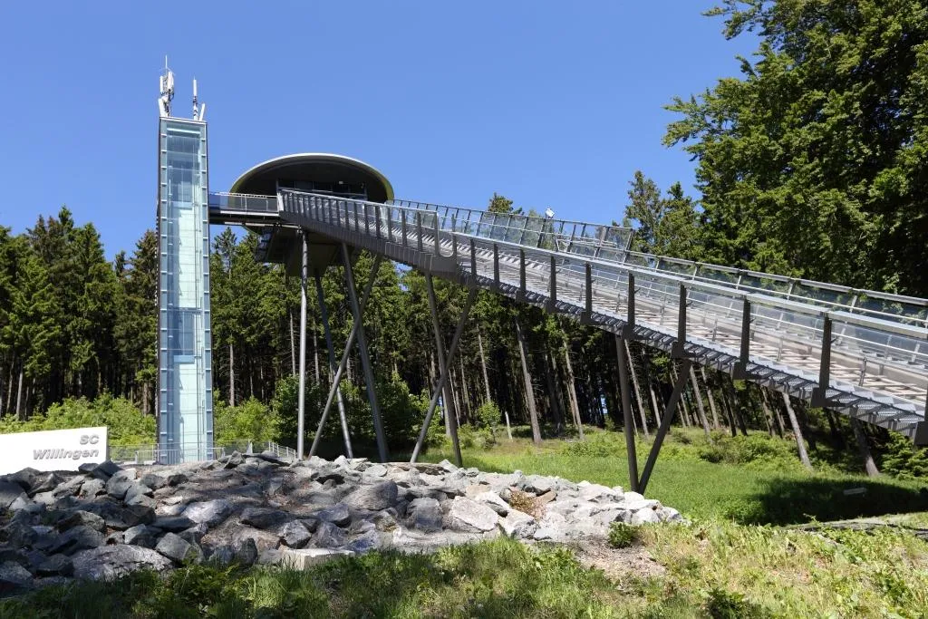 Der Skywalk-Steg mit Aussichtsturm im Wald bei Willingen